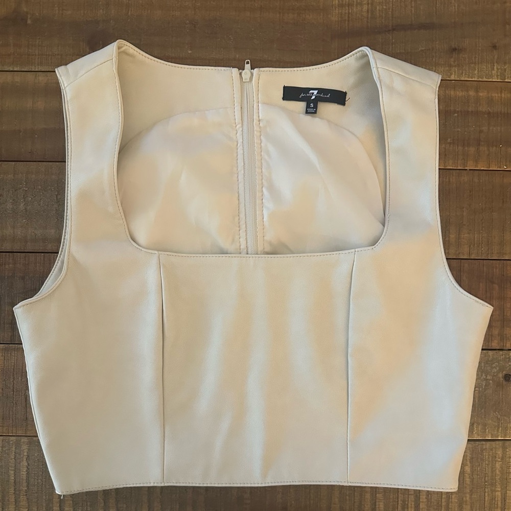 7 for All Mankind vegan leather cream  sleeveless top- buttery soft!